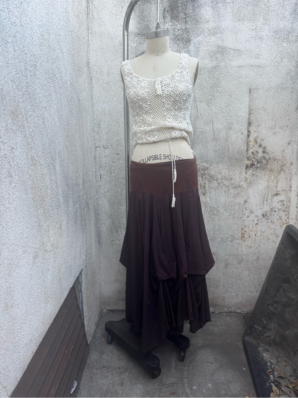 Forever 21 Chocolate Brown Layered Maxi Skirt cotton Y2K